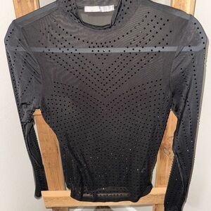 Elegant Black Sheer Studded Women's Top